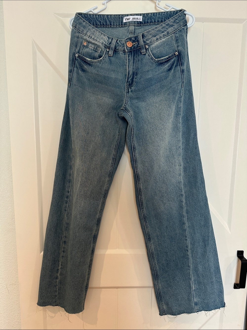 YMI Wide-Leg Jeans in Washed Blue